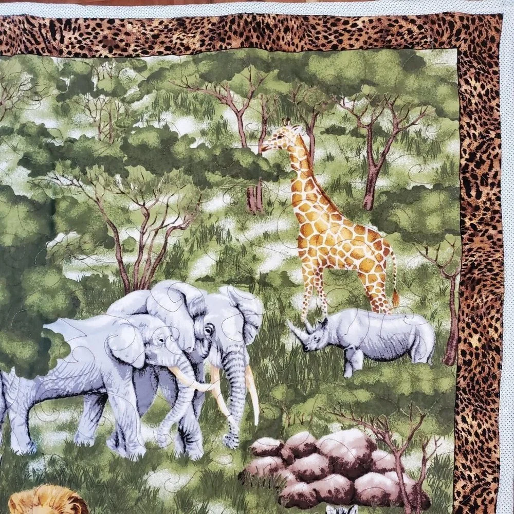 Jungle Wild Animals Safari Baby‎ Quilt Blanket Tapestry 2 Curtain Panels 43 X 72